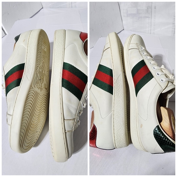 Gucci Leather Ace Web Low Top Sneakers White Size 41 - Picture 9 of 16